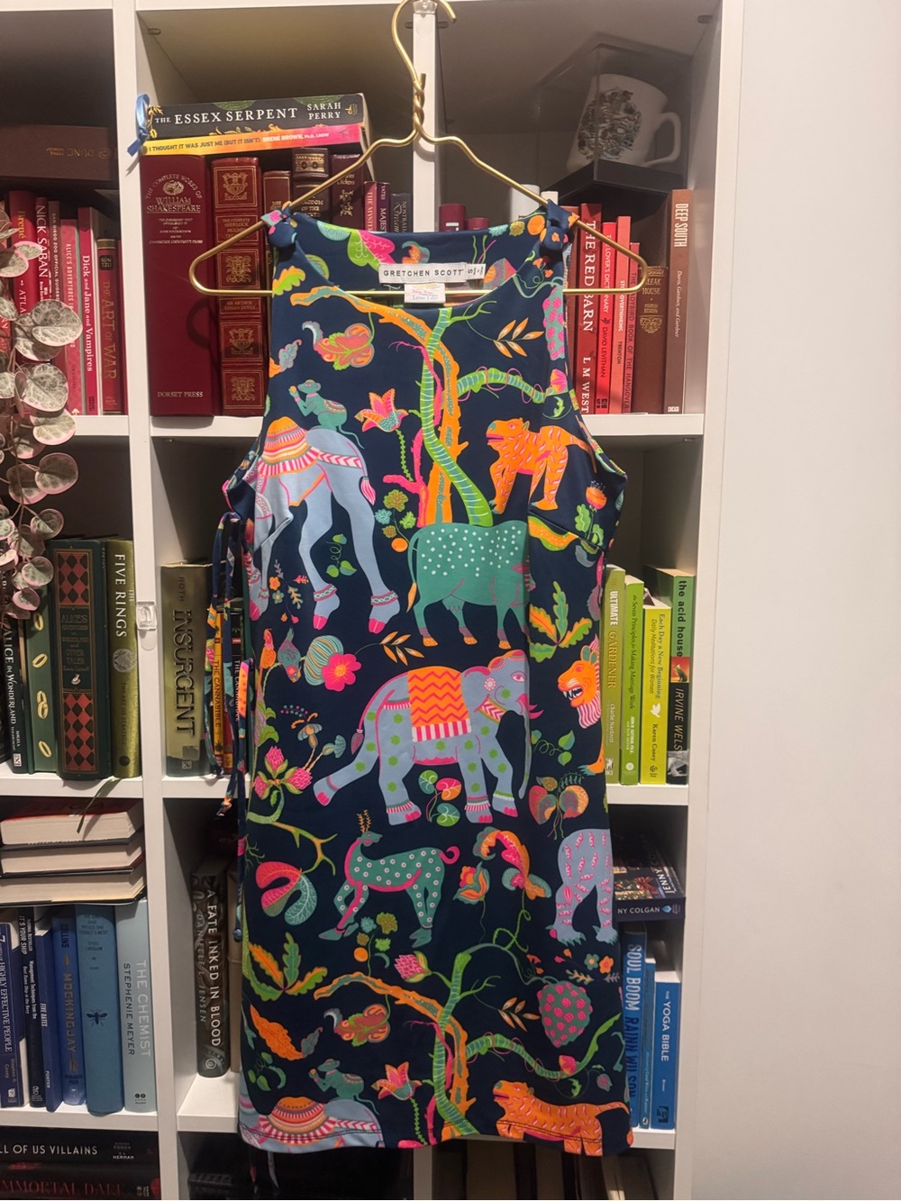 Gretchen Scott Designs Navy Dress with Neon Safari Motif